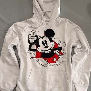 Mickey Mouse White Hoodie Sweatshirt Size Medium Preloved